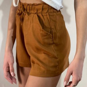 Short de lino tiro alto